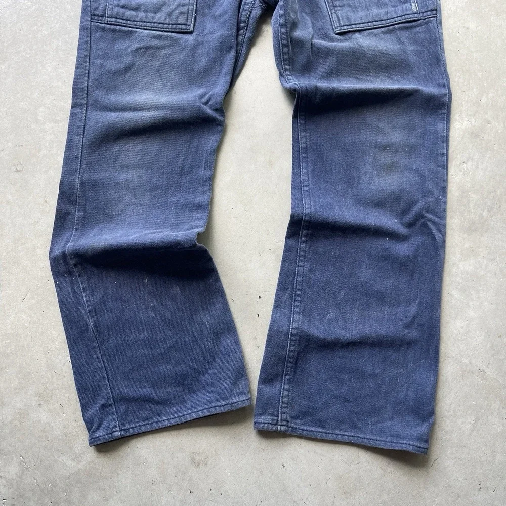 Levis Denim Jeans Vintage 1970's Safari Bush Pocket Bellbottom‎ White Tab Indigo